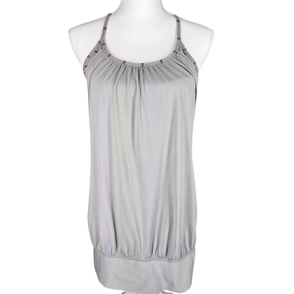 LULULEMON WOMEN'S NO LIMITS TANK – SIZE 8 – AMBIENT GREY / CAYMAN STRIPE